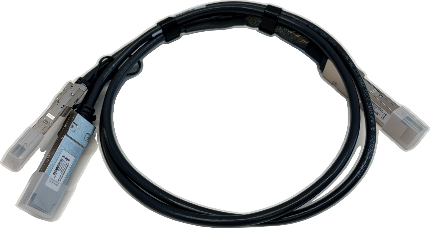 RidgeCable, 400G QSFP-DD to (4x) QSFP56 DAC, Passive, 26AWG